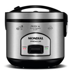 Panela Elétrica de Arroz Mondial PE-43-6X Preto Inox 127V, Preto e Ino