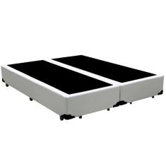 Cama Box King Bipartido King Design Sintético Branco 193x203x40