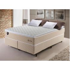 Conjunto Cama Box King Size Alford 193x203x66 Bege c/ Molas Ensacadas 