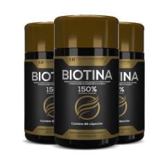 3X Biotina 150% Premium 60Caps Hf Suplementos