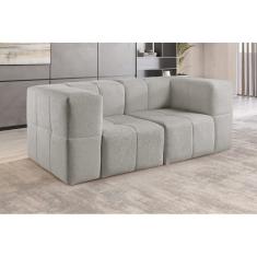 Sofá Box Assentos Fixos 2 Lugares Bouclé Cinza