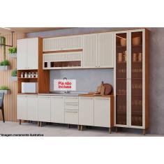 Cozinha Modulada Completa Requinte 7 Peças (2Aéreos+2Balcões+2Paneleiros+1Complemento) CZ101 Nature/Areia - Henn