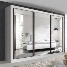 Guarda Roupa Casal com 9 Espelhos 3 Portas Ravena Minastex, Branco
