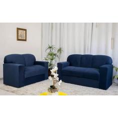 Sofá 2 e 3 Lugares Milly Tecido Suede - Veneza estofados, Azul