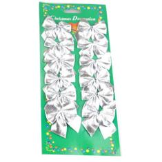 Enfeite De Natal Laços Prateados Peq  - 12 Unidades