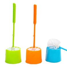 Escova de vaso sanitário de alça longa de plástico grosso Escova de limpeza de banheiro com base