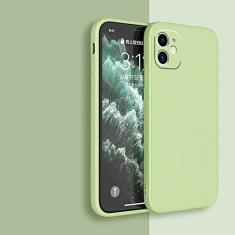 Capa de telefone de silicone líquido preta para iPhone 13 12 11 14 Pro XS Max XR X 8 7 6S 6 Plus SE 2020 Capa traseira macia para proteção de câmera, verde, para iphone 13