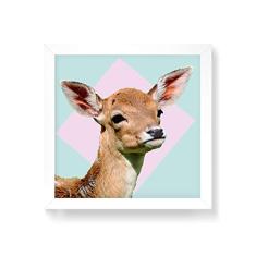 Arte Maníacos Quadro Decorativo Cervo Filhote - 50x50cm (Moldura em laca branca)
