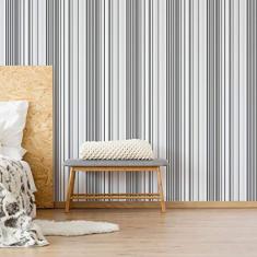 Papel de Parede Listrado Tons de Cinza para Sala 57x270cm