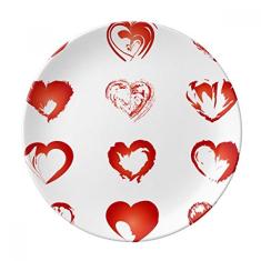 Prato de sobremesa com desenho de corações do Dia dos Namorados em porcelana decorativa de 20,32 cm para jantar em casa