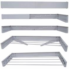 Varal Magico 7 Varetas Aluminio 120cm - Dobravel Branco