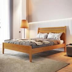 Cama Casal 140cm Madeira Maciça Ratan Esmeralda Josandro Amêndoa Mel