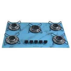 Fogão Cooktop Classic 5 Bocas Ultra Chama Marmorizado Azul