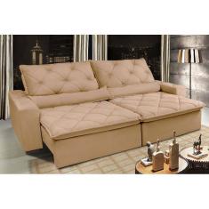 Sofá Lisboa 3,12m Retrátil, Reclinável com Molas no Assento Tecido Suede - Cama InBox