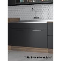 Balcão em Aço de Cozinha 2 Portas com Rodapé VPC Sem Tampo Exclusive Itatiaia Grafite/Preto Matt