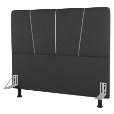 Cabeceira Cama Box Casal Amber 140cm Estofada Suede Cinza Escuro - Abmaza