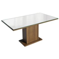 Mesa Madesa Retangular Tampo de Vidro 5275 Rustic branco