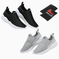 Kit 2 Tênis Masculino Academia Caminhada Esportivo Dia a Dia + Carteira-Masculino