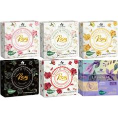 6 Sabonetes Vegetal Aroma das Rosas e Lavanda 170G Davene