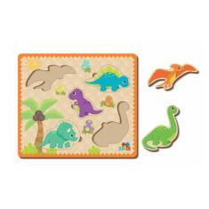 Quebra-Cabeça de Encaixe - Dinossauros, da ABC - Cód. 8014 - Babebi