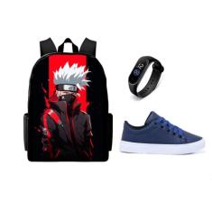 Bolsa Estampada Masculina Mais tenis Casual E Relogio Digital Conjunto