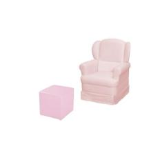 Poltrona de Amamentação com Balanço e Puff Sabrina Rosa Bebê - Phoenix