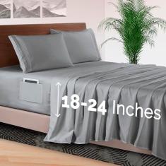 Elegant Comfort Jogo de cama de 4 peças - Roupa de cama de luxo 1500 microfibra de qualidade premium de hotel, elástico em toda a volta, lençol com elástico 45-61 cm - Lençóis com bolso extra