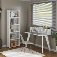 Mesa Escrivaninha Sofia com Estante para Livros Branco - Pnr Móveis
