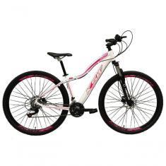 Bicicleta Feminina Aro 29 Ksw Mwza Alumínio 24v Câmbios Shimano Garfo Com Trava No Ombro - Branco/rosa Tam.17
