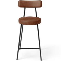 Banqueta Baixa Para Cozinha Sala De Jantar Bar Bancada Milão L02 Couríssimo Marrom - Lyam Decor