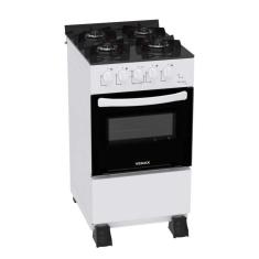 Fogao A Gás 4 Bocas Picasso Line Branco Automático Mesa De Vidro - Venax