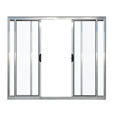 Janela 4 folhas 1,00x1,50 sem grade no alumínio brilhante