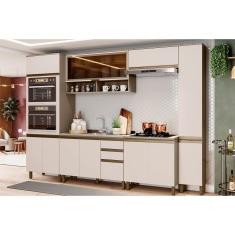 Kit de Cozinha Modulada 8 Peças Connect (2 Armários + 2 Balcões + 2 Paneleiros + 2 Complementos) C8P12 Duna/Cristal - Henn