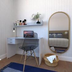 Escrivaninha Mesa Escritório 2 Gavetas com Prateleira Suspensa Helen B