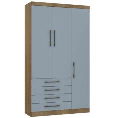 Guarda Roupa Casal Modulado Paris 3 Portas de Bater 4 Gavetas MDP Avelã Pf-Grey Sky Pf Luciane Móveis