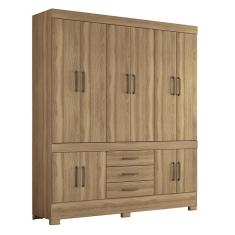 Guarda Roupa Casal New Murano 10 Portas de Bater 3 Gavetas MDP Amêndola Demóbile