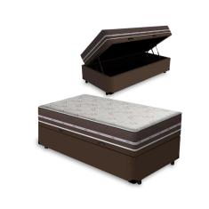 Cama Box com Baú Solteiro King + Colchão de molas - Anjos - Classic Superlastic 96cm