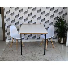 Conjunto de Mesa Dobrável Retrátil 1,40 Branco/noronha + 2 Cadeiras Eiffel - Branca