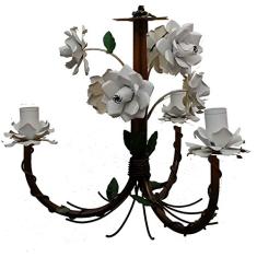 Lustre de Ferro com Flores Artesanal Fabricação Própria para Sala