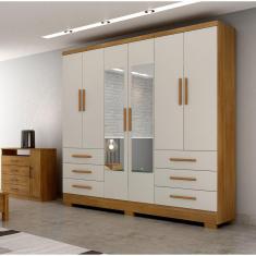 Guarda Roupa Casal com Espelho 6 Portas 6 Gavetas Dakar Novo Horizonte Cumaru Fendi