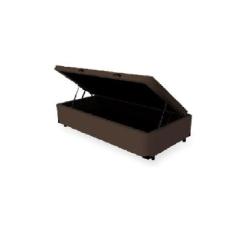 Cama Box Baú Solteiro Blindado Sintético Marrom
