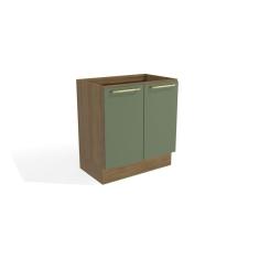 Balcão de Cozinha 80cm 2 Portas Madeira Kappesberg Nogueira/Verde Oliva