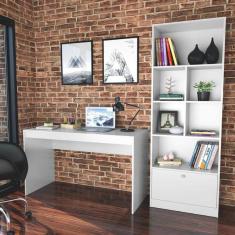 Conjunto Home Office Escrivaninha 120cm com Estante Livreiro Bali Nova Mobile