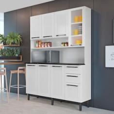 Imagem de Cozinha Compacta Itatiaia Florença com 8 Portas, 2 Gavetas e 5 Prateleiras e 140cm de largura - Branca