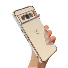 ZTOFERA Capa projetada para Google Pixel 8 Pro de 6,7 polegadas, estampa de corações de amor com borda de revestimento fofo com proteção de lente de câmera, capa de telefone para meninas e mulheres,