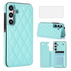 Asuwish Capa de telefone para Samsung Galaxy S24 5G Capa carteira com protetor de tela de vidro temperado e suporte de cartão de crédito RFID de couro com compartimento para suporte, acessórios