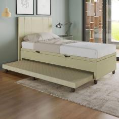 Base Cama Baú Solteiro com Cama Auxiliar c/colchão conjugado Corino SkyBox