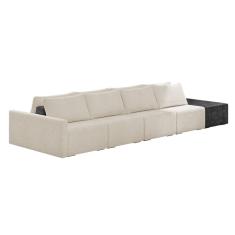 Sofá Ilha 4 Lugares Living 512cm Modulado Sala Lary Bouclê/PU Pto K01 - D`Rossi