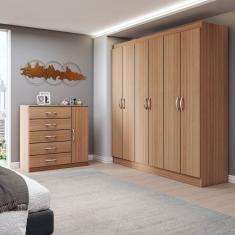 Guarda-Roupa Casal Aurora 6 Portas 2 Gavetas com Cômoda 1 Portas 5 Gavetas Demolição - Panorama Móveis