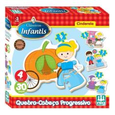 Quebra Cabeça Progressivo Madeira 30 Pçs Cinderela Nig